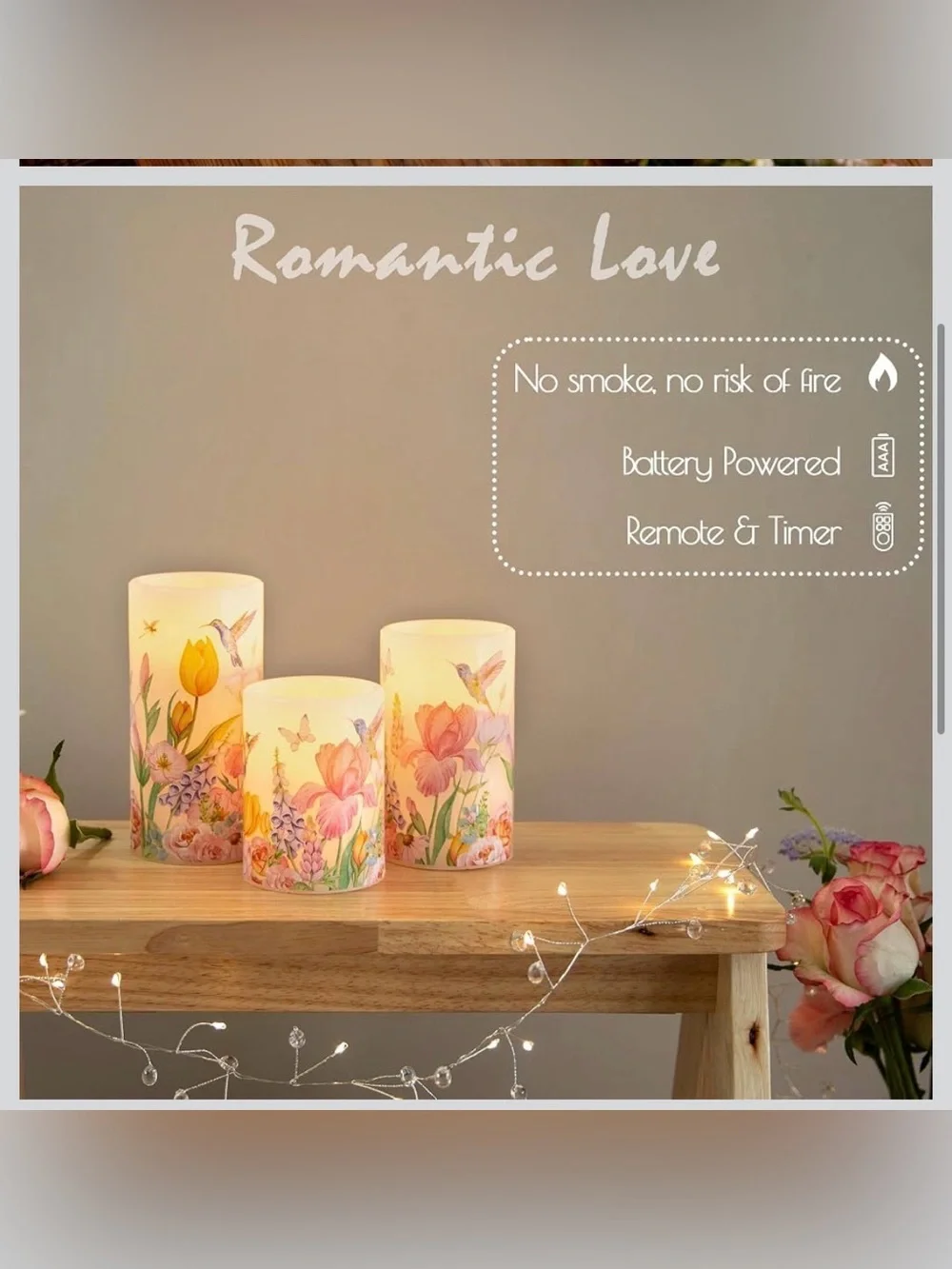 New Open Box Flameless Candles with Remote, Hummingbird Battery Operated Candles